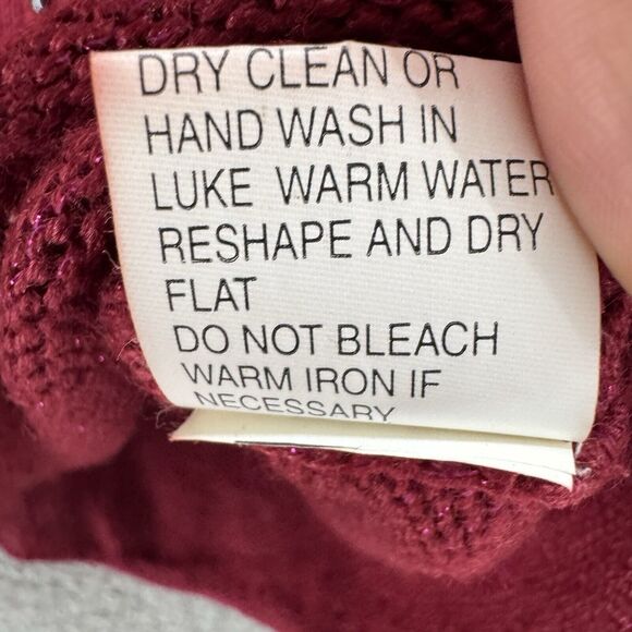 Beverly Mehe Sweater S Red Silk Knit Cardigan Button Front 3/4 Sleeve Rhinestone - Picture 14 of 14